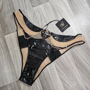 NWT ~ Honey Birdette Chhaya Black Brief Panty Size XL